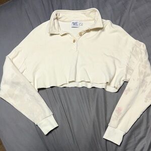 Princess Polly Cream Collared Crop Top